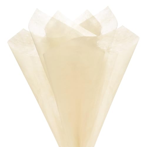 M METERXITY 76-Sheet Korean Cotton Wrapping Flower Paper, 11.8 Inch/ 30cm Waterproof Floral Wrapping Cotton Paper for Bouquets/Gift Packaging [Light Beige] - color: Light Beige