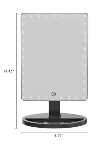 FUNTOUCH Large Lighted Makeup Mirror with Lights (Black) - color: Black D