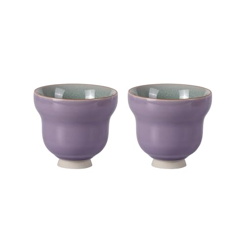 KAMMAK Japanese Tea Cups, 4.2 Oz Small Handmade Ceramic Teacups, Set of 2 - style: Ice Crackle Glaze-Lilac