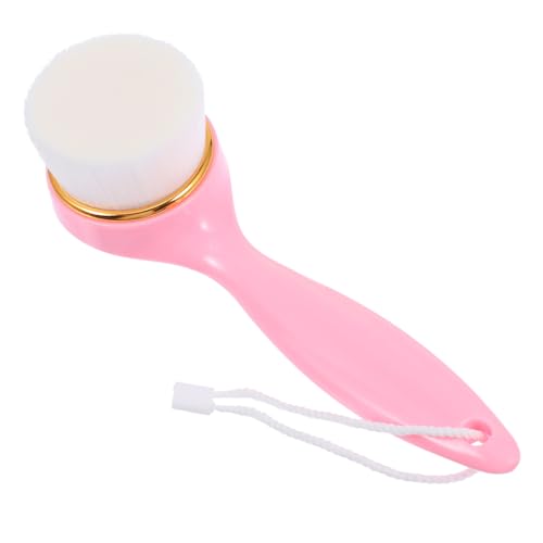 Luxshiny Face Washing Cleansing Brush Tool Manual Facial Brush with Soft Plastic Bristles for Women Deep Pore Cleansing and Skin Exfoliation, Pink