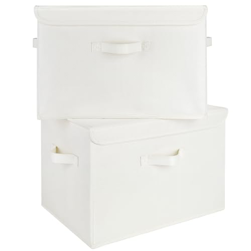 GRANNY SAYS Memory Keepsake Storage Box, Fabric Storage Bins with Lids - color: Ivory White, size: Extra Large