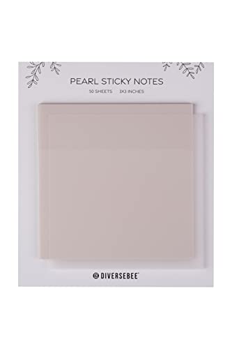 DiverseBee 50 Sheets Pastel Transparent Sticky Notes, 3x3” Clear Sticky Tabs, Translucent Page Flags Book Markers Stickers, Planner Accessories, Bible Journaling Study Office School Supplies (Pearl) - color: Pearl
