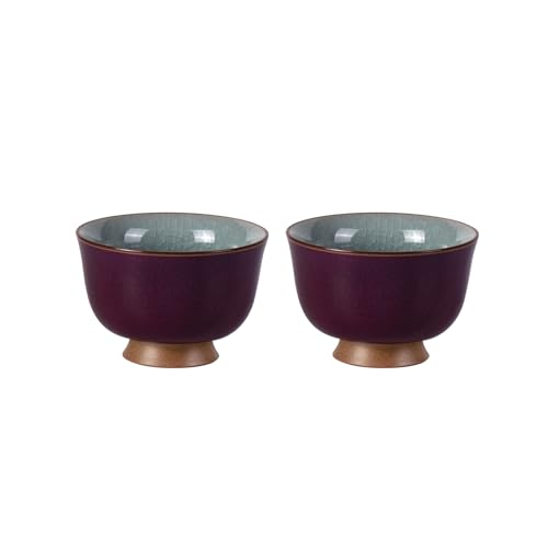 KAMMAK Japanese Tea Cups, 3 Oz Small Handmade Ceramic Teacups, Set of 2 - style: Ice Crackle Glaze-Purple
