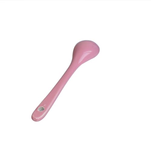6 pcs Porcelain Egg Spoons Tea Spoon Ceramic Spoons 4.7 inch Coffee Dessert Yogurt Tea Milky Pink - style: Pink