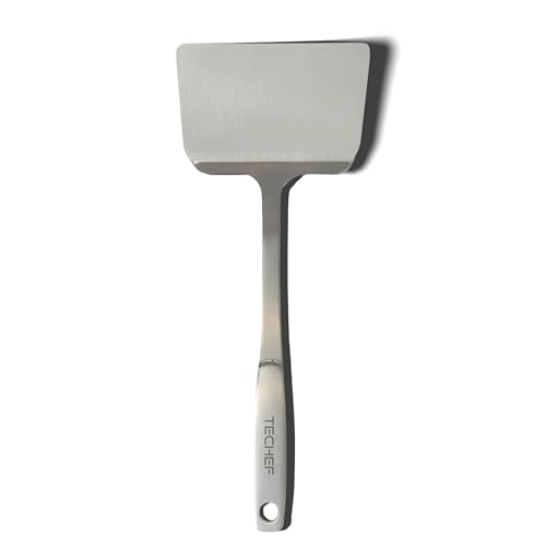 TECHEF - ChefCore 304 Stainless Steel Solid Turner Spatula with Ergonomic Handle, One-Piece Unibody Design, Rustproof & Heat Resistant, 10.5" Serving Utensil – Made in Korea - size: Solid Turner