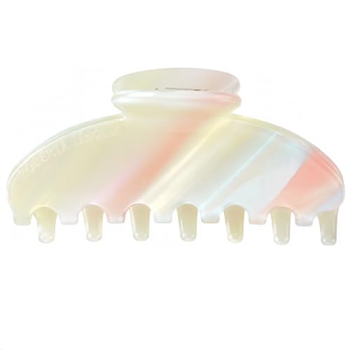 Luxury whitepink Hair Claw Clip Premium Acetate Strong Hold 4 Inch - color: Light white