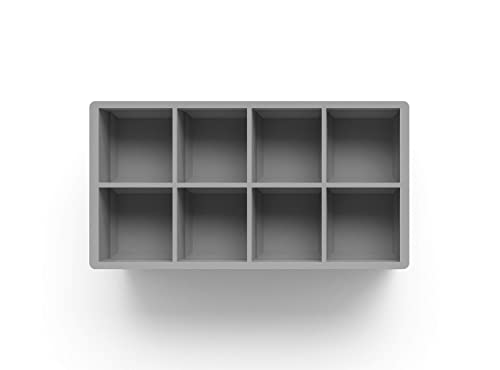 Ice Cube Molds, 2 Pack Silicone Trays for 8 Large Square Cubes - color: Gray