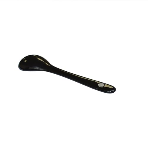6 pcs Porcelain Egg Spoons Tea Spoon Ceramic Spoons 4.7 inch Coffee Dessert Yogurt Tea Milky Black - style: Black