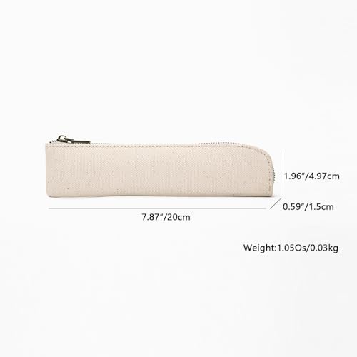 Slim Pencil Case Small Pencil Pouch Pen Case (Beige/CV) - color: Beige