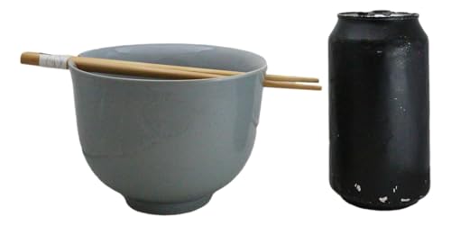 Ebros Gift Artistic Donburi Ramen Udon Noodles Soup Salad 5" D 18Oz Bowl With Bamboo Chopsticks And Built In Rest Set Asian Dining Kitchen Accent (Blue Chubby Kitty Cat) - color: Blue Chubby Kitty Cat