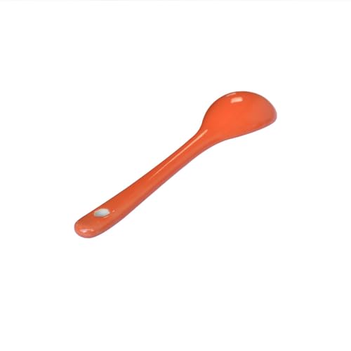 6 pcs Porcelain Egg Spoons Tea Spoon Ceramic Spoons 4.7 inch Coffee Dessert Yogurt Tea Milky Orange - style: Orange