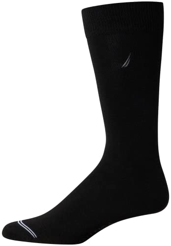 Nautica Mens Dress Socks Comfort Stretch Business Formal Crew Socks 10 Pack - color: All Black