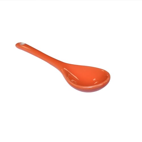 6 pcs Porcelain Egg Spoons Tea Spoon Ceramic Spoons 4.7 inch Coffee Dessert Yogurt Tea Milky Orange - style: Orange