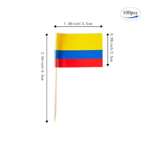mflagperft Colombia Toothpick Flags 100 Pack, Mini Colombian Flag Picks - color: Colombia