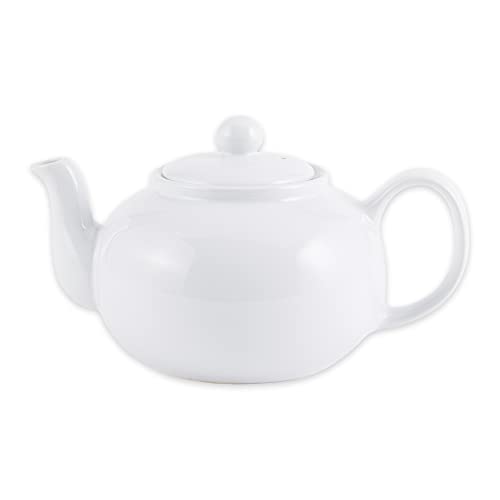 RSVP International Stoneware Teapot Collection, Microwave and Dishwasher Safe, 16 oz, White - color: White, size: 16 oz