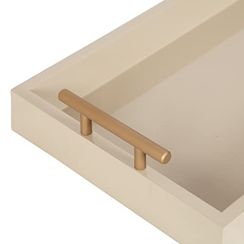 Kate and Laurel Lipton Modern Narrow Tray; 10 x 24; Sand; Midcentury Serving Tray for Storage and Display - color: Natural