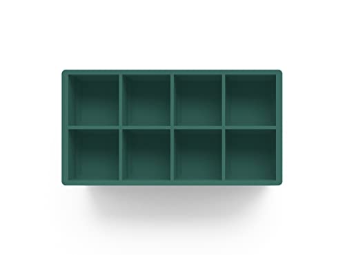 Ice Cube Molds, 2 Pack Silicone Trays for 8 Large Square Cubes - color: Green