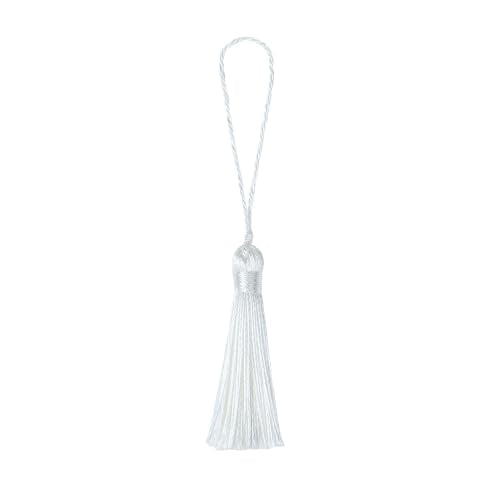 48Pcs Mini Bookmark Tassels Handmade Keychain Silky Tassel - color: 36# Whiten