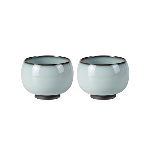 KAMMAK Japanese Tea Cups, 4 Oz Small Handmade Ceramic Teacups, Set of 2 - style: Imperial Kiln-Meditation