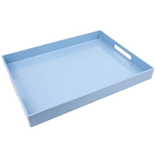 Spsyrine Blue Plastic Serving Tray with Handles for Coffee Table - color: Multi B