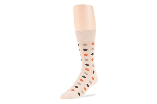 7BIGSTARS Men Cotton Patterned Crew Dress Socks 4-6 Pack, L 9-12 - color: 01b - Beige, Light Beige, Dark Brown (A39)