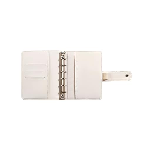 A7 Crocodile Budget Binder Cover - Mini Binder Wallet for Cash Saving, 6-Ring Planner Cover with Hidden Snap Buckle, Beige - color: Beige, size: A7