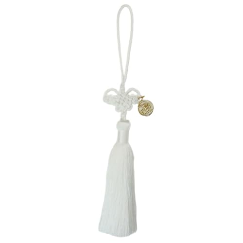 Korean Butterfly Norigae Tassel Charm, Traditional Knot Accessory Keychain, Hanbok Ornament Gift, 10 Colors (White) - color: White