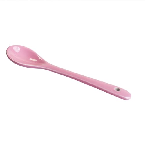6 pcs Porcelain Egg Spoons Tea Spoon Ceramic Spoons 4.7 inch Coffee Dessert Yogurt Tea Milky Pink - style: Pink