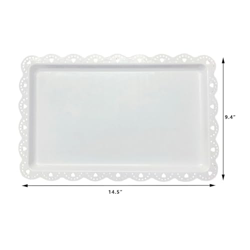 4 Pack Plastic Serving Tray for Party, 14.5 x 9.4 Inch Heavy Duty Platters for Party Buffet Wedding - color: White