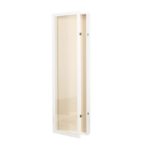 Freezing point Shadow Box Frame 14x47 Flower Shadow Box Pin Display Case Cabinet Picture Frame with Linen Back Memorabilia Awards Medals Badge Bouquet Wedding Memory Box for Keepsakes Long White - color: White, size: 14×47