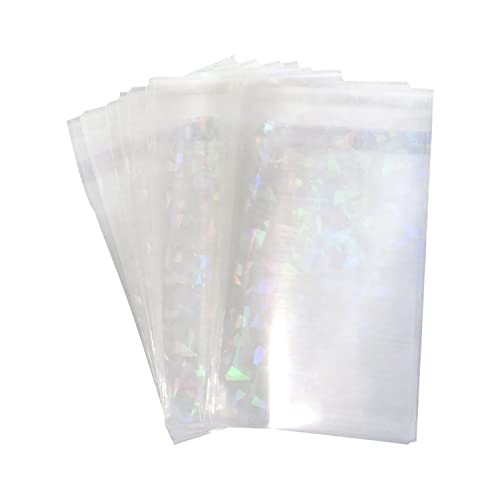 Honbay 100PCS Holographic Card Sleeves Laser Flashing Card Film Idol Photo Sleeves Trading Cards Shield Cover for Protection and Decoration (Gemstone, 65x90mm)