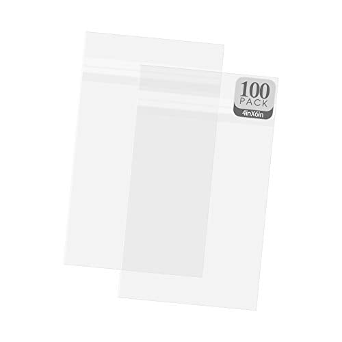 Golden State Art 4x6 Inch Crystal Sealed Clear Plastic Sleeves,100 Pack - size: 4-3/4 x 6-1/2