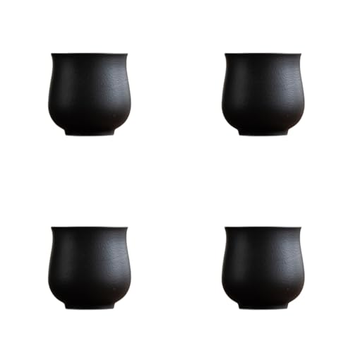 4-Oz Ceramic Espresso Cups Set - Multi-Color, Handle-Free Design for Home & Cafe | Dishwasher-Safe Stoneware Cups (black,4) - color: Black, size: 4