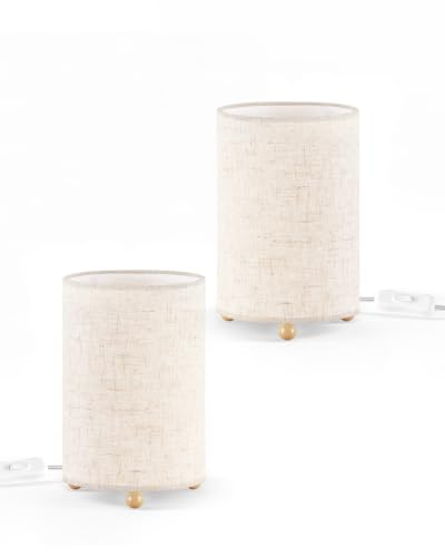 Small Table Lamps Set of 2, 8.1" Bedside Lamps Set 2 for Bedroom - color: Beige