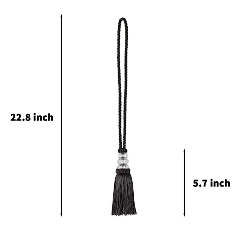 2 Pack Curtain Tiebacks with Tassel, Charcoal - color: Charcoal, size: 2