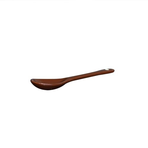 6 pcs Porcelain Egg Spoons Tea Spoon Ceramic Spoons 4.7 inch Coffee Dessert Yogurt Tea Milky Brown - style: Brown