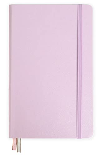Minimalism Art, Premium Hard Cover Notebook Journal, Classic 5" x 8.3", 122 Numbered Pages, Gusseted Pocket, Ribbon Bookmark, Extra Thick Ink-Proof Paper 120gsm, San Francisco (Squared, Pink) - color: Pink, style: Squared