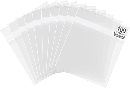 Golden State Art 12x12 Inch Crystal Sealed Clear Plastic Sleeves,100 Pack - size: 12-11/16 x 12-3/8
