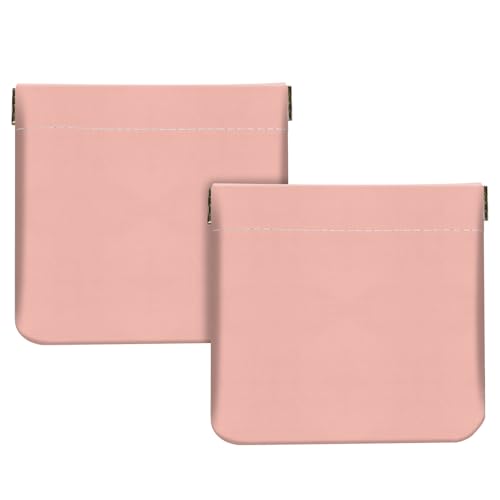 2Pcs PU Leather Small Squeeze Coin Purse Pouch Mini coin Bag Unique And Cute Wallet Cosmetic Bags Change Bag For Women Girls Men （Pink - color: Pink