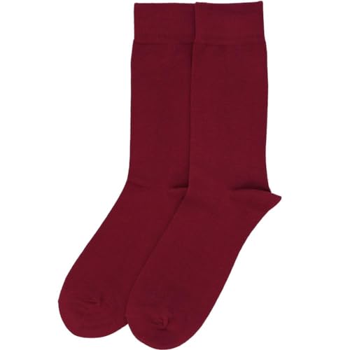 tiemart Men's Socks, Fits Men's Shoe Sizes 8-12 - color: Burgundy Solid