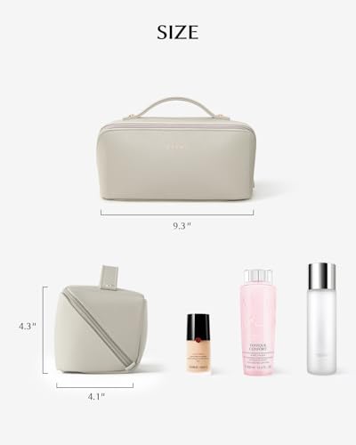 EACHY Travel Makeup Bag for Women, Flat Open Cosmetic Bag, Gray, Medium - color: A - Gray, size: Medium
