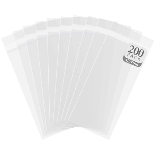 Golden State Art 4"x9" Acid-Free Crystal Clear Storage Sleeves,200 Pack - size: 4x9