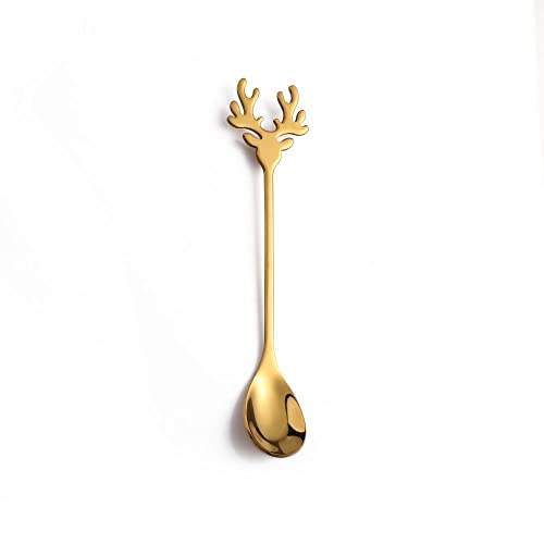 20 Pieces Gold Plated Stainless Steel Mini Coffee Espresso Spoon, Elk shaped spoon Dessert Teaspoons Small Soup Spoons 5.5 inch Specialty Demitasse Stirring Spoons - size: Gold 20 Pack