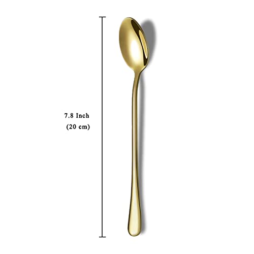 Premium Gold Stainless Steel Coffee & Tea Spoons - Set of 8 (Long Handle, Ice Cream, Cocktail) - color: 3. Gold-8 Piece