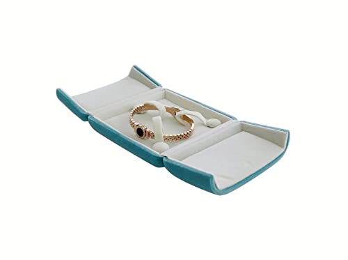 Premium Grade Luxurious Aqua Velvet Jewelry Case for Bracelet Bangle Storage Present Box - color: Bangle Bracelet Case