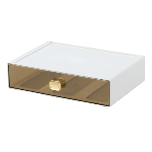 Desktop Storage Drawers, Plastic Countertop Printer Paper Organizer - color: 1 Large Drawer, White