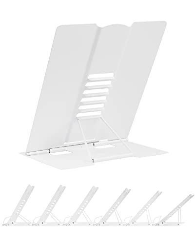 Large Book Stand Metal for Reading, Book Holder Adjustable Cookbook Holder - color: White