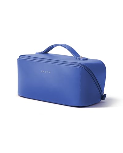 EACHY Travel Makeup Bag for Women, Flat Open Cosmetic Bag, Blue, Medium - color: A - Klein Blue, size: Medium