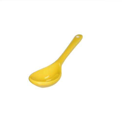 6 pcs Porcelain Egg Spoons Tea Spoon Ceramic Spoons 4.7 inch Coffee Dessert Yogurt Tea Milky Yellow - style: Yellow