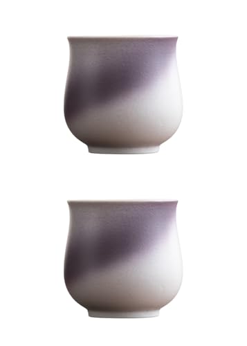 4-Oz Ceramic Espresso Cups Set - Multi-Color, Handle-Free Design for Home & Cafe | Dishwasher-Safe Stoneware Cups (Kiln turning purple, 2) - color: Kiln turning purple, size: 2